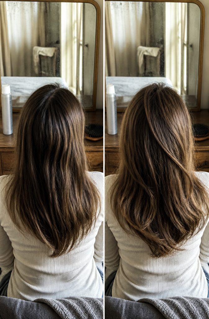 Hair roots with a fresh finish after dry shampoo application