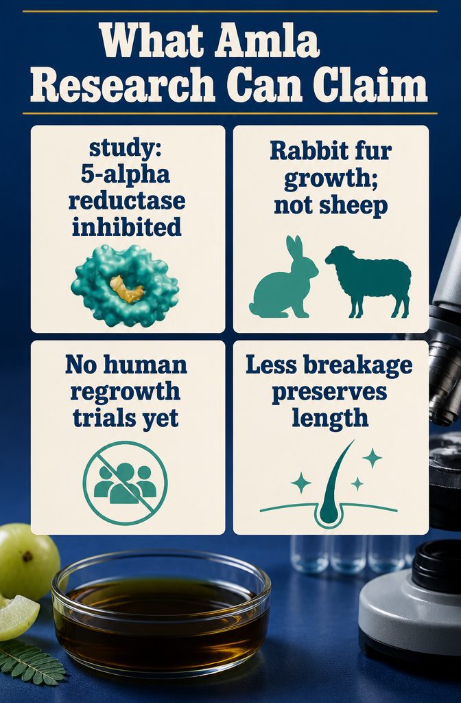 Beauty infographic titled What Amla Research Can Claim