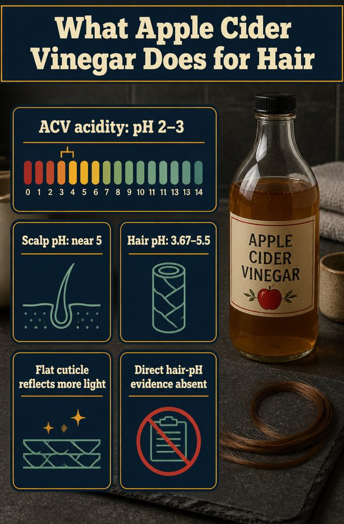 Apple cider vinegar hair information graphic about hair and scalp