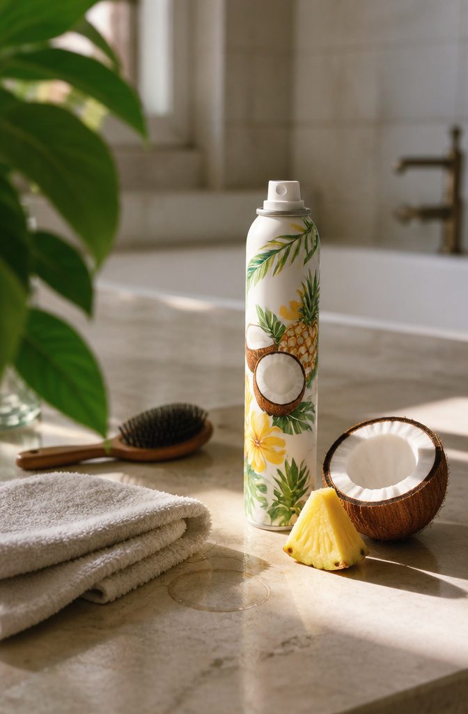Batiste Tropical dry shampoo can with its product label visible