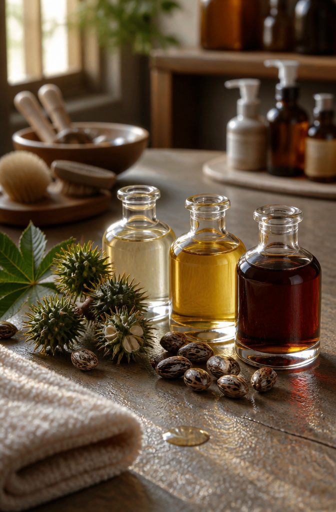 Castor oil arranged for a hair-care article