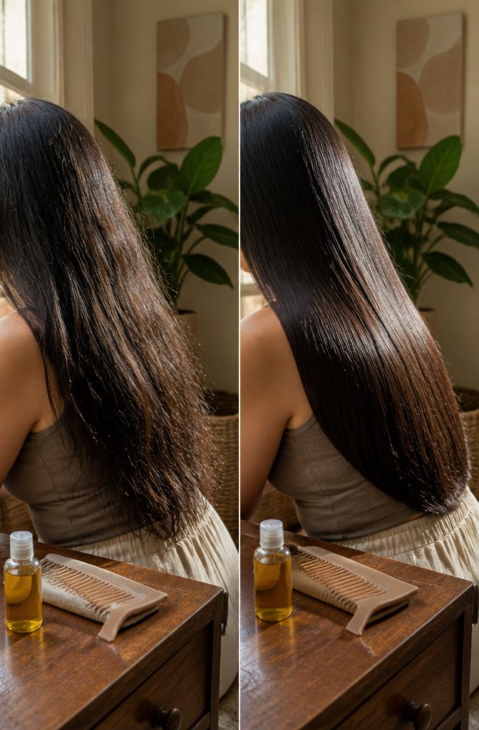 Shiny hair with a smooth surface and fewer flyaways