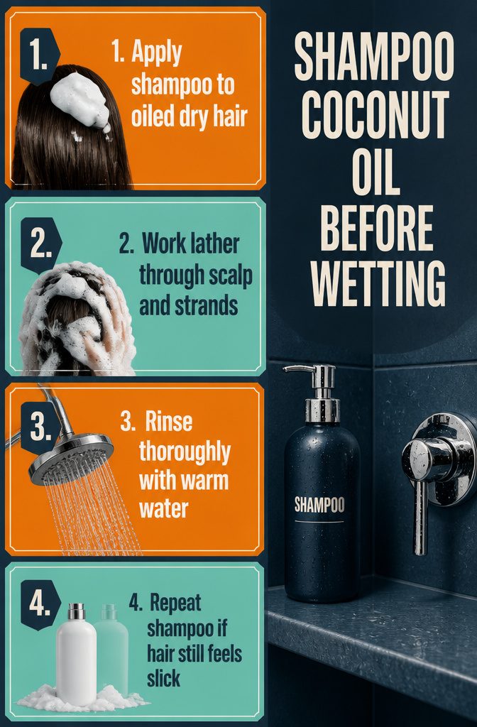 Hands working shampoo into dry hair before rinsing