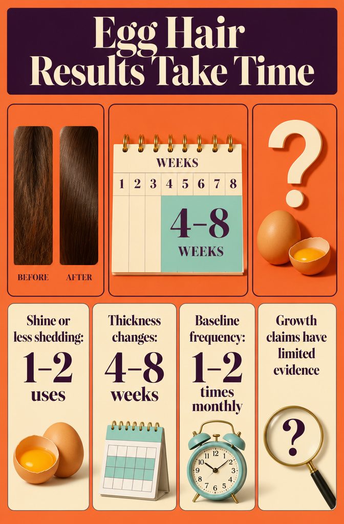 Beauty information graphic about the timing of egg mask results