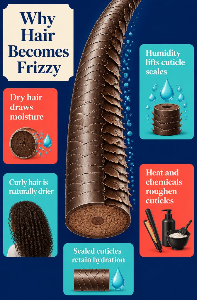Why Hair Becomes Frizzy information graphic