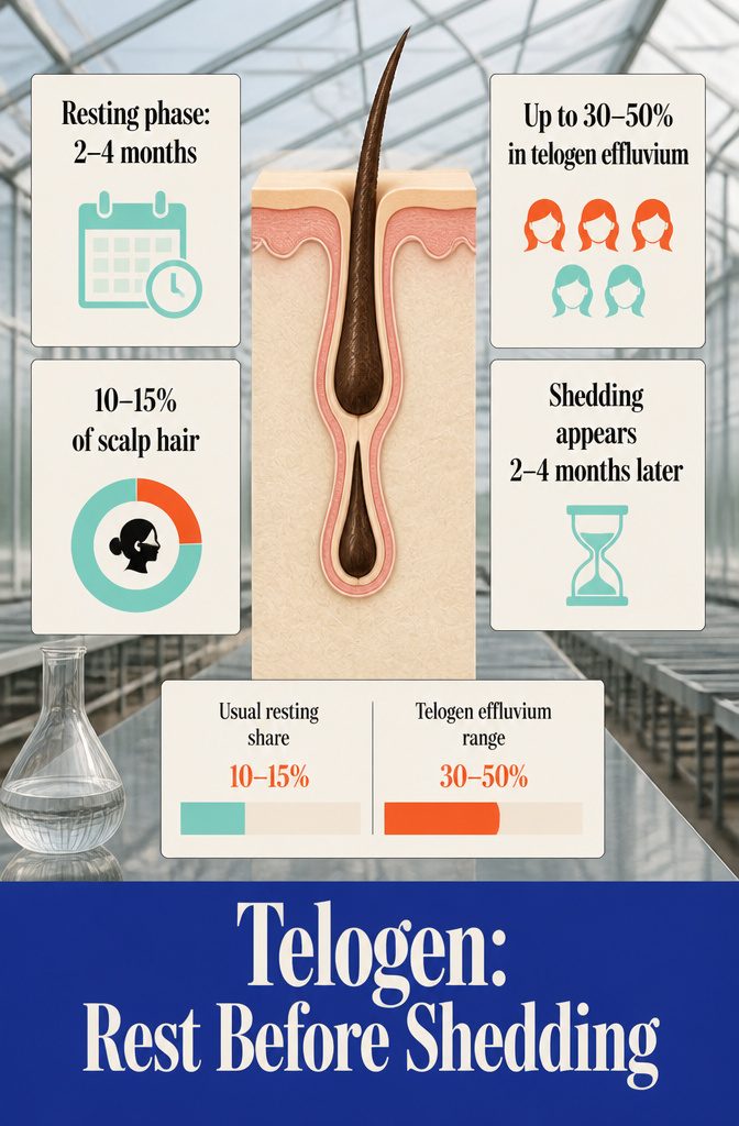 Resting club hair above a new hair forming inside the follicle
