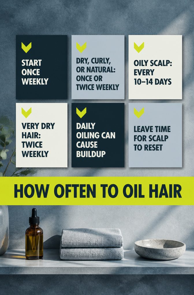 Hair oil frequency graphic with a once-a-week recommendation