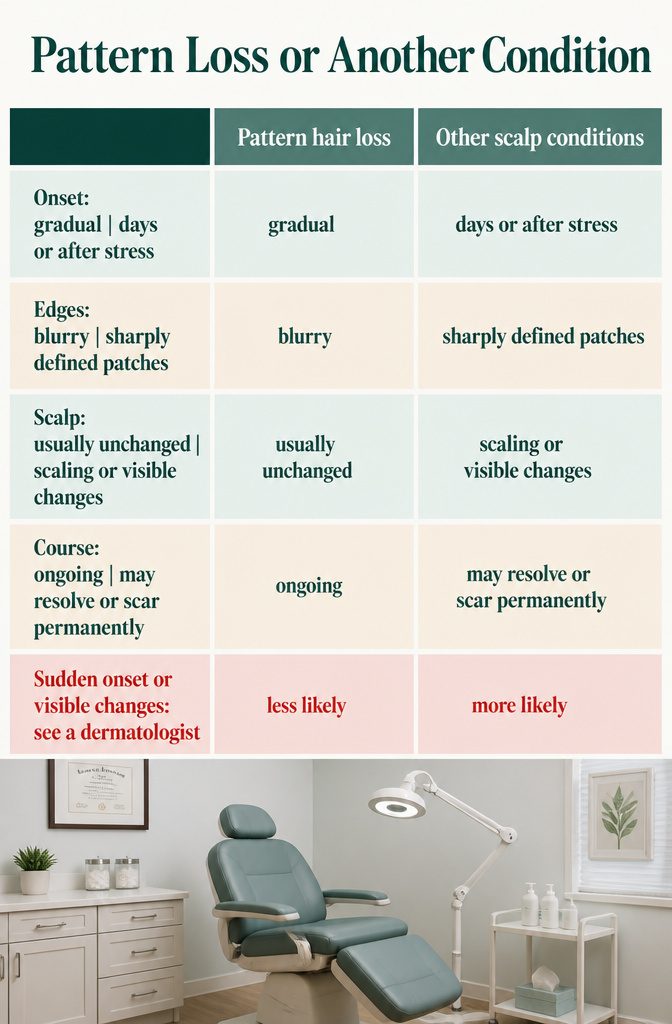 Comparison graphic of pattern hair loss and other scalp conditions