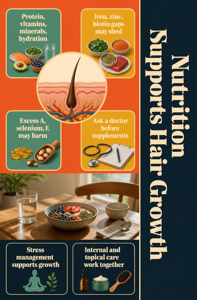 Information graphic titled Nutrition Supports Hair Growth