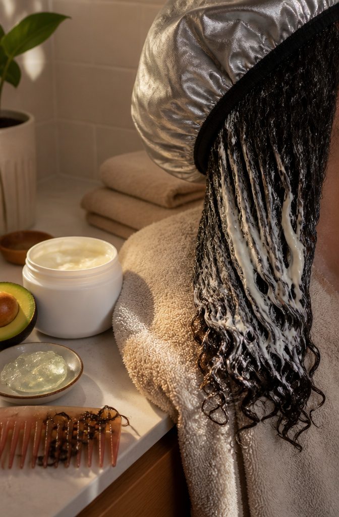 Hair treatment products for deep conditioning dry high-porosity hair