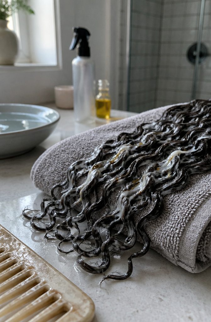 Leave-in conditioner and hair serum products for moisturizing porous strands