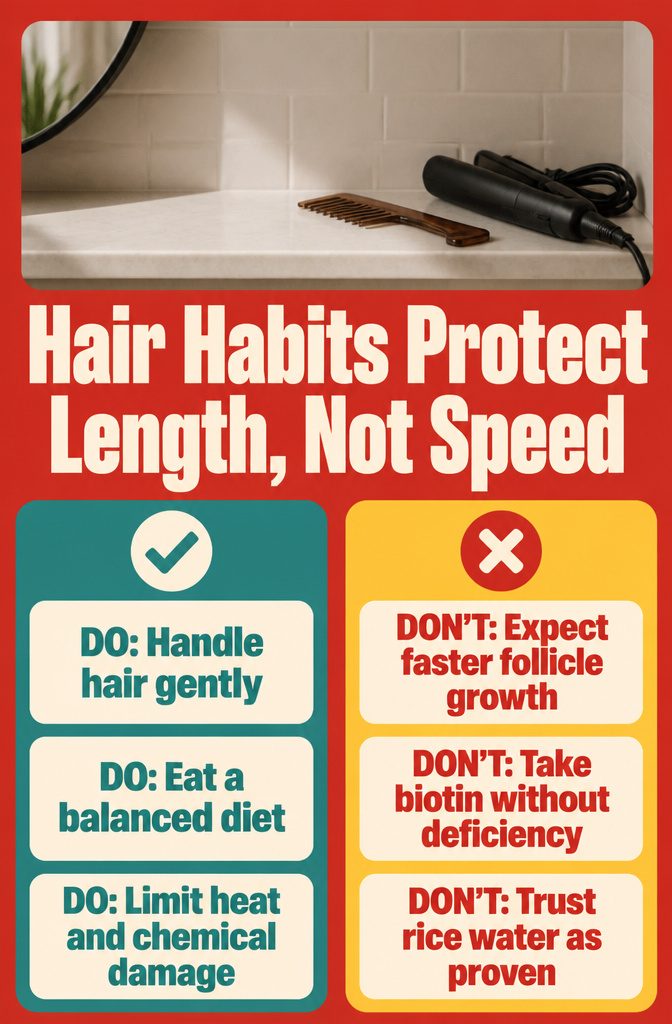 Infographic about hair habits that protect length from breakage