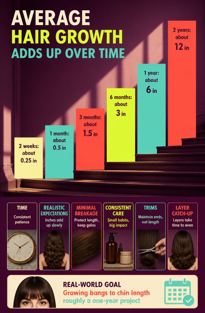Table of average hair growth across timeframes from weeks to years
