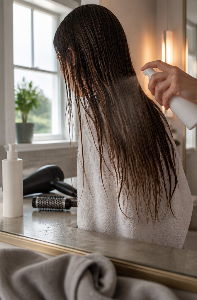 Hair styling tools and protectant arranged for a hair care article