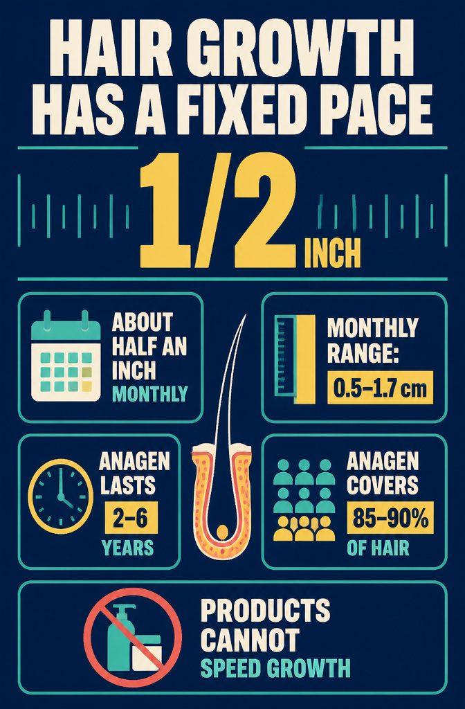 Hair growth infographic with the title Hair Growth Has a Fixed Pace