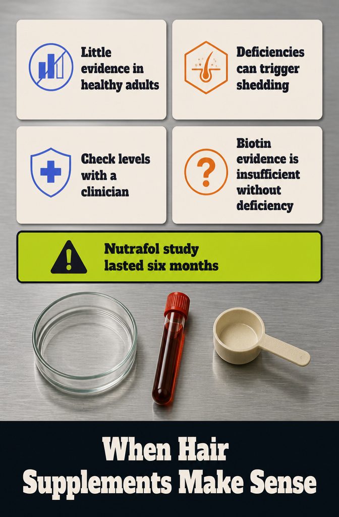 Beauty infographic titled When Hair Supplements Make Sense