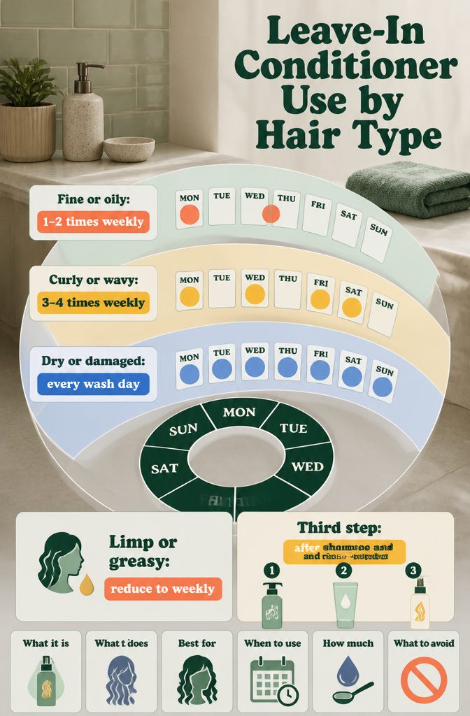 Leave-in conditioner use chart with different hair types