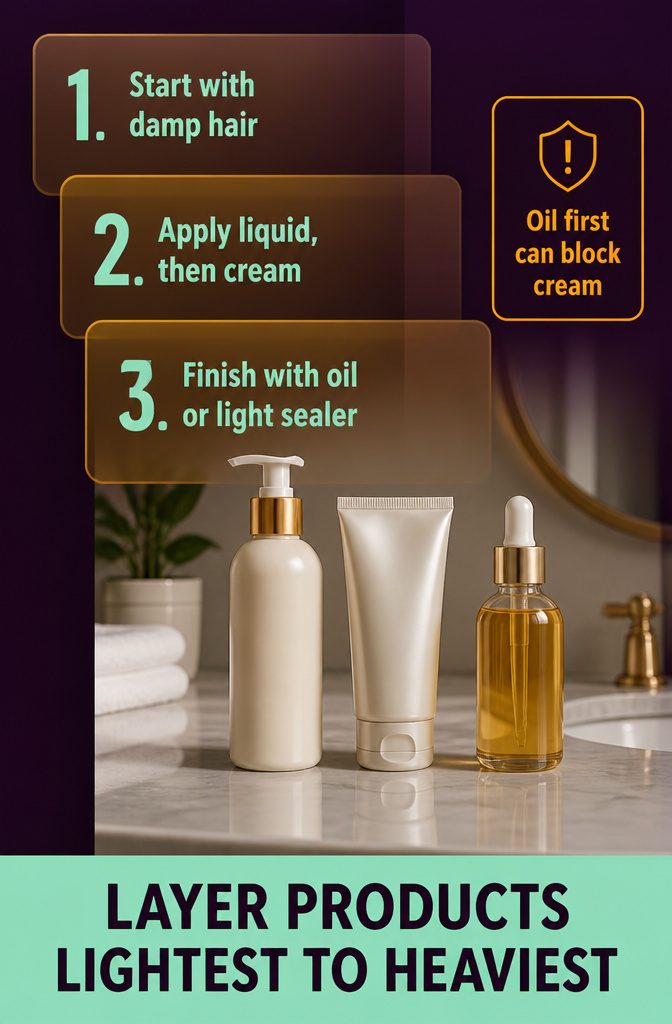 Beauty graphic titled Layer Products Lightest to Heaviest