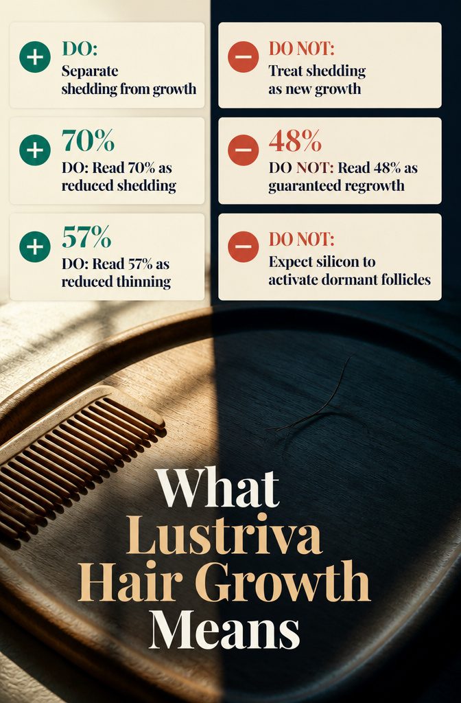 Beauty information graphic titled What Lustriva Hair Growth Means