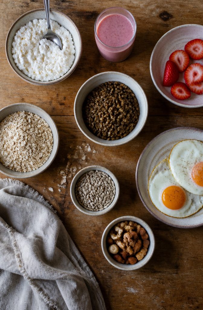 Photograph of protein-rich foods for hair health