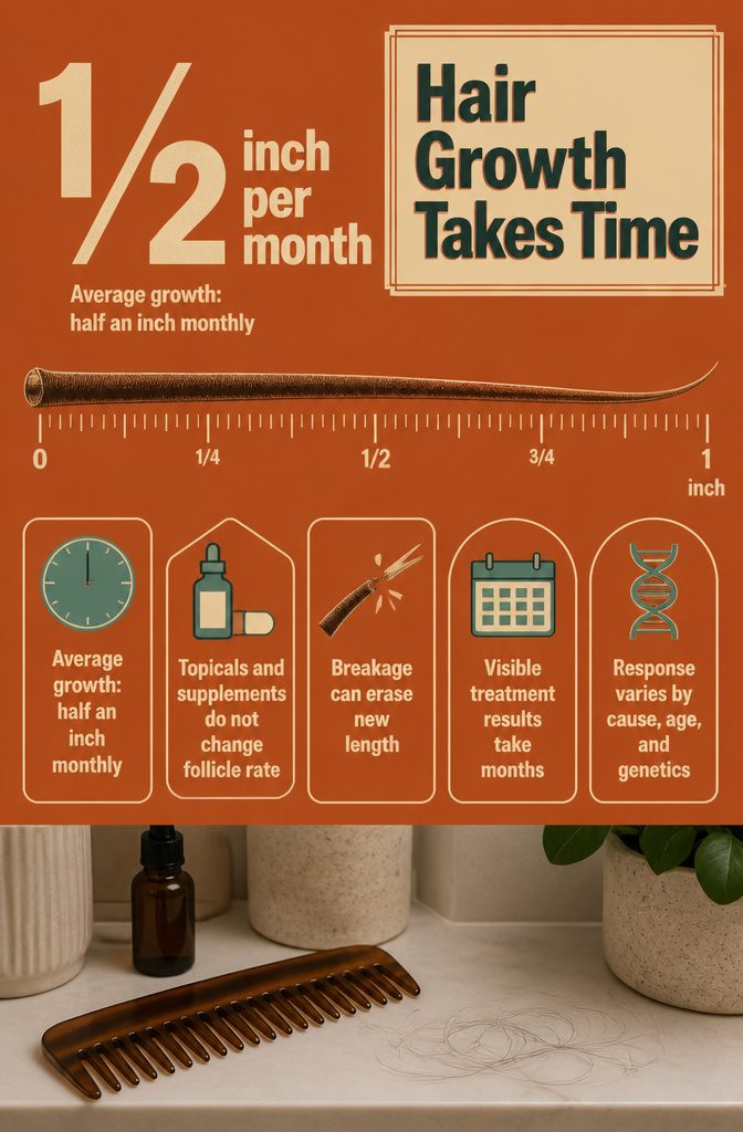 Beauty graphic about how long hair growth takes