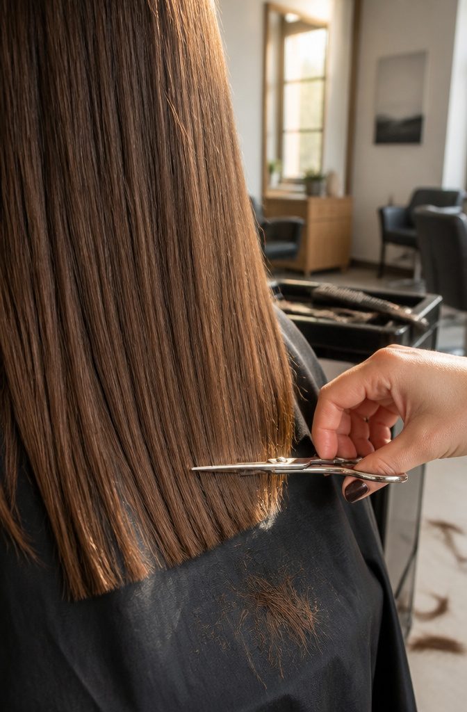 Close view of hair ends with visible split ends