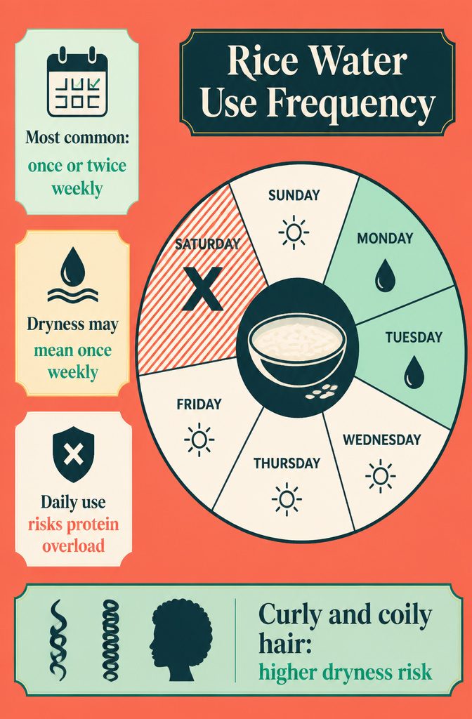 Beauty infographic about how often to use rice water