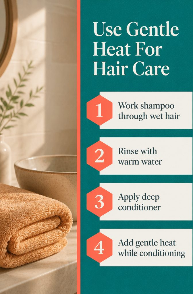 Use Gentle Heat For Hair Care information graphic